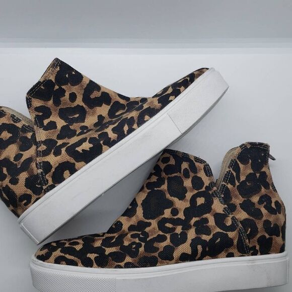 Steve Madden Women Claud Wedge Sneaker Ankle Boots Animal Print Size 5 - Picture 1 of 7